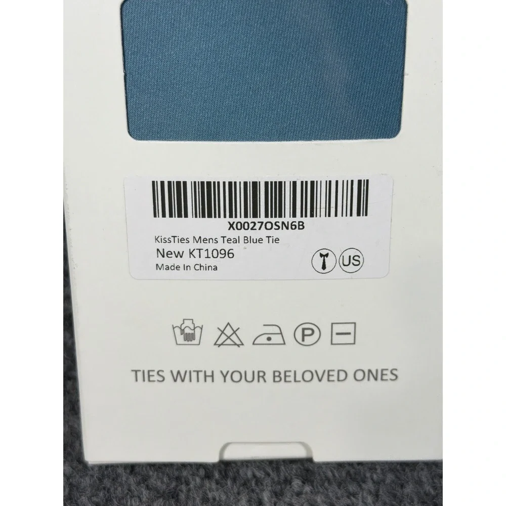 KissTies Mens Teal Blue Necktie Solid Satin Finish Formal Dress Tie KT1096 NIB